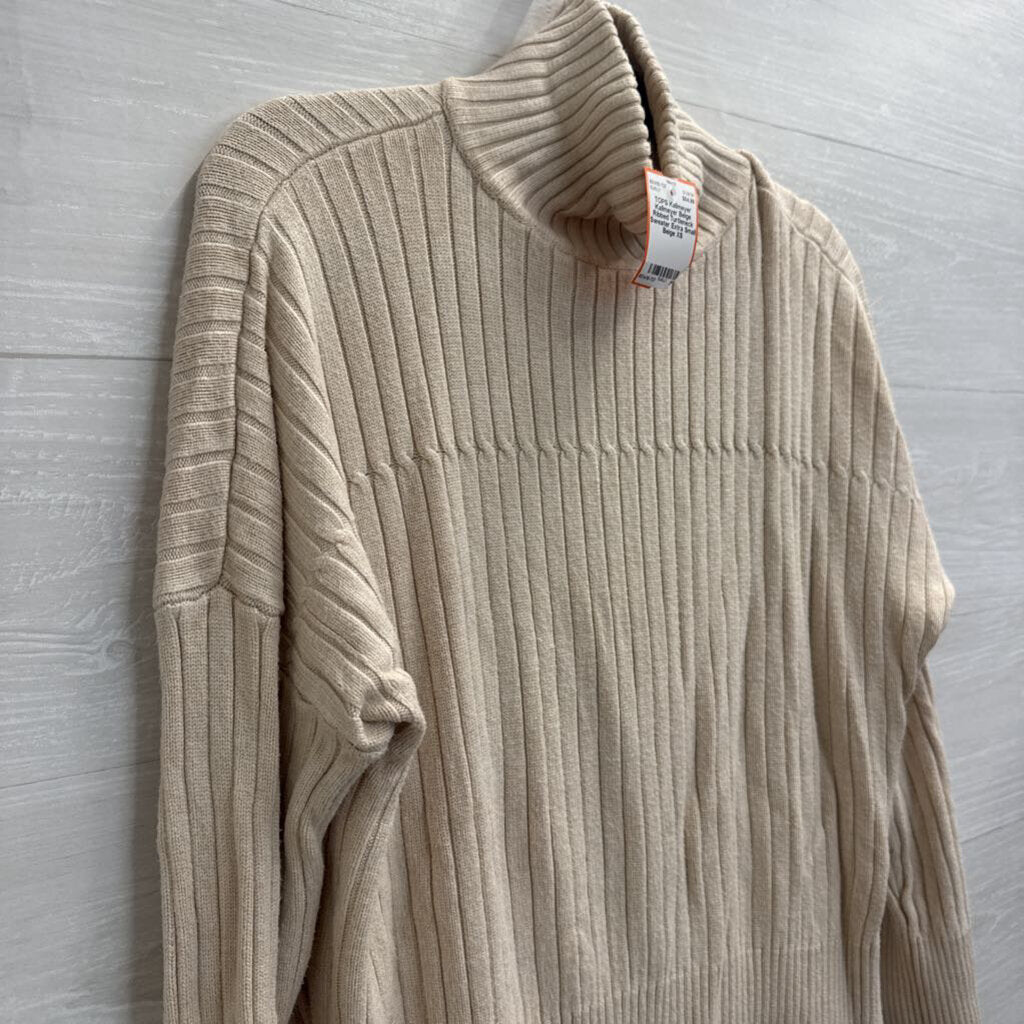 Kallmeyer Beige Ribbed Turtleneck Sweater Extra Small
