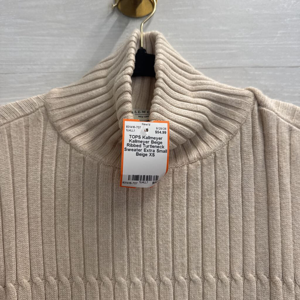 Kallmeyer Beige Ribbed Turtleneck Sweater Extra Small