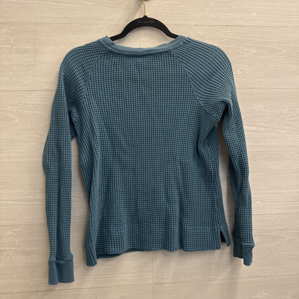The North Face Blue Textured Long Sleeve Thermal Top Small