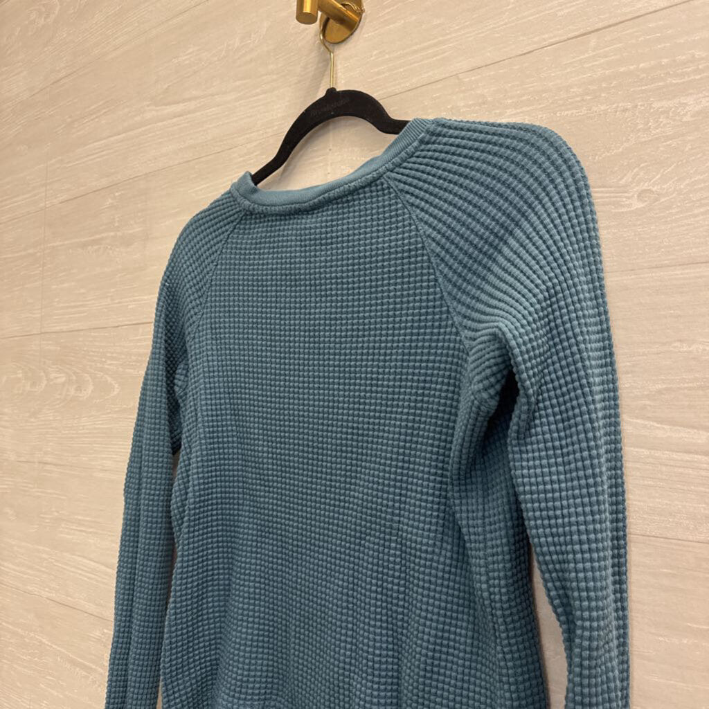 The North Face Blue Textured Long Sleeve Thermal Top Small