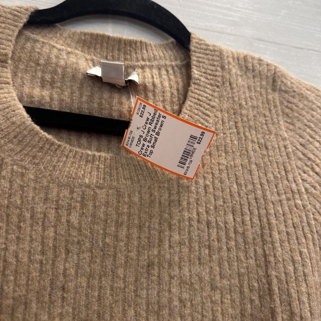 J Crew Brown Ribbed Extra Soft Sweater Top Small
