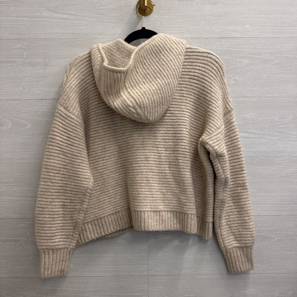 Madewell Cream Knit Hooded Cropped Cardigan Sweater Extra Small