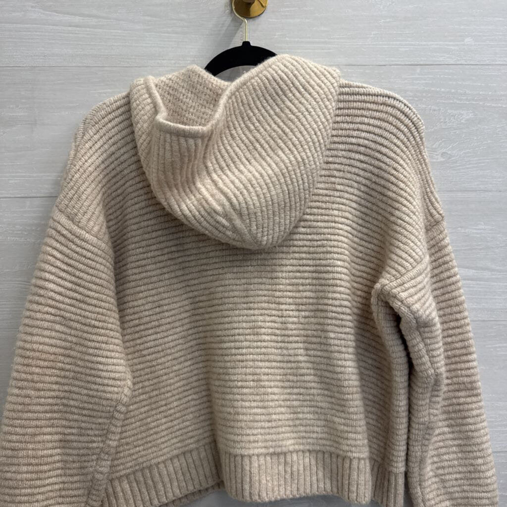 Madewell Cream Knit Hooded Cropped Cardigan Sweater Extra Small