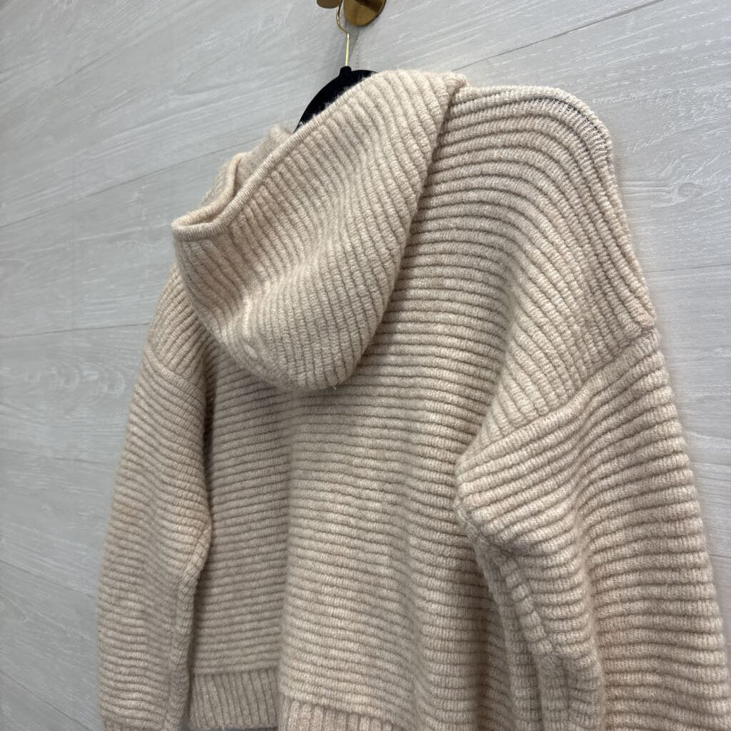 Madewell Cream Knit Hooded Cropped Cardigan Sweater Extra Small
