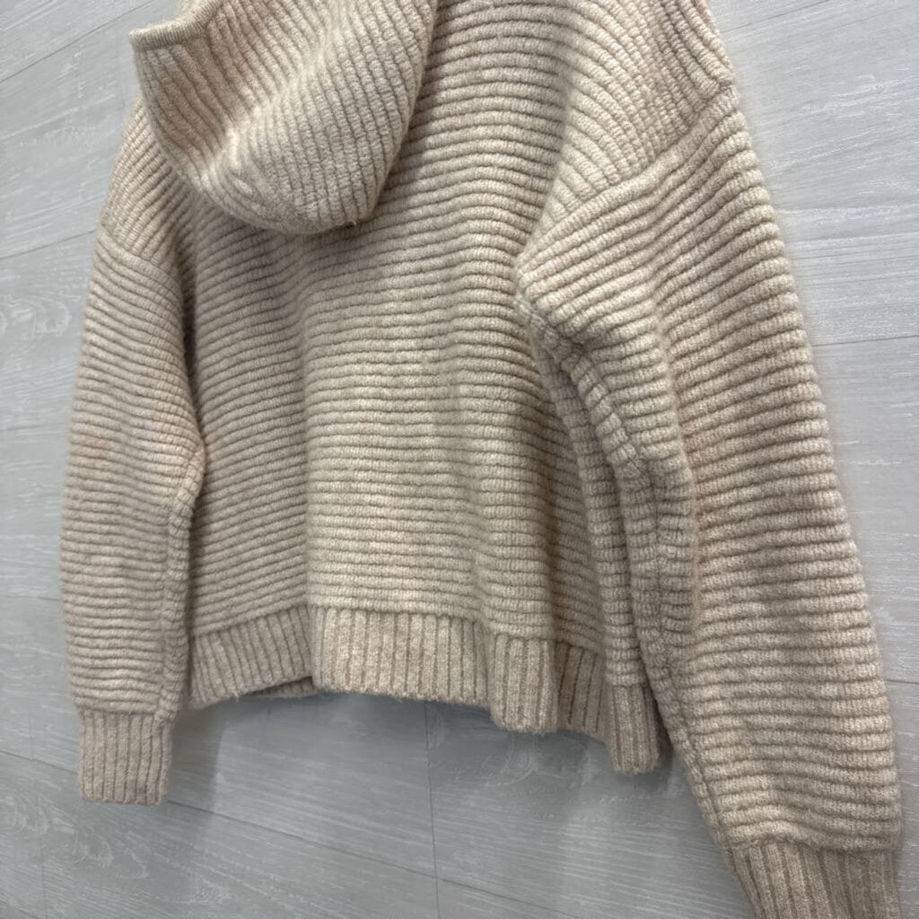 Madewell Cream Knit Hooded Cropped Cardigan Sweater Extra Small