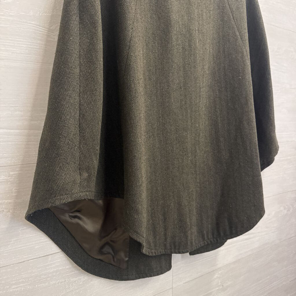 Tulle Green Herringbone Cape Jacket Small