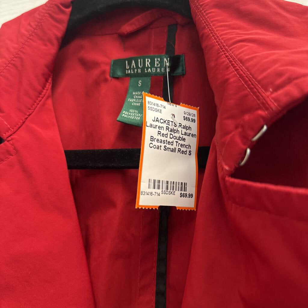 Ralph Lauren Red Double Breasted Trench Coat Small