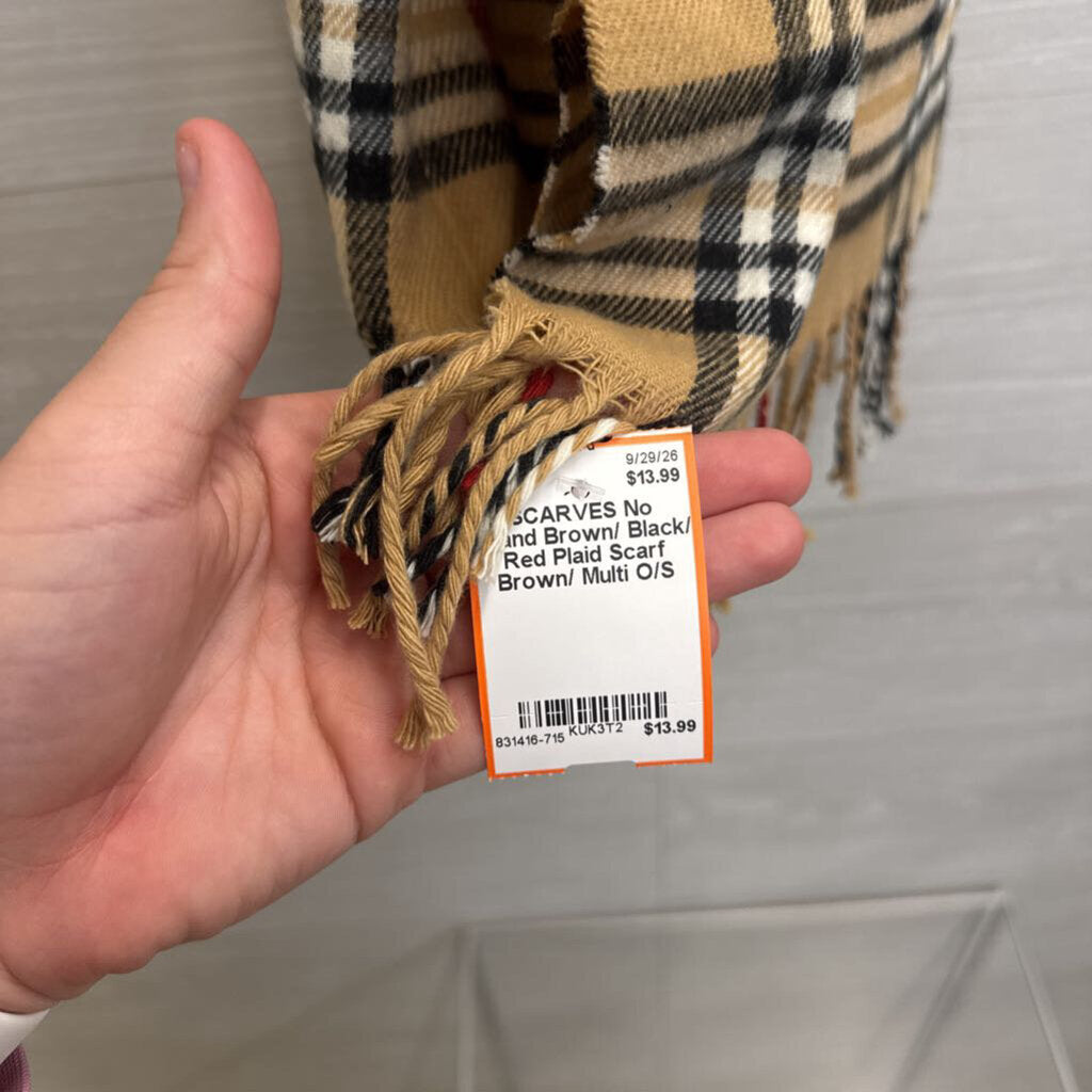 Brown/ Black/ Red Plaid Scarf