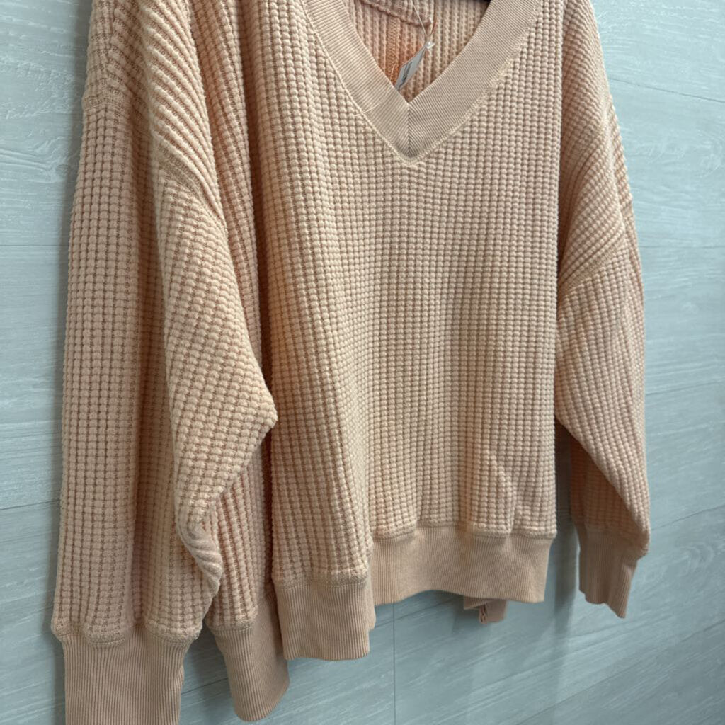 American Eagle Pink Textured Long Sleeve Top Small