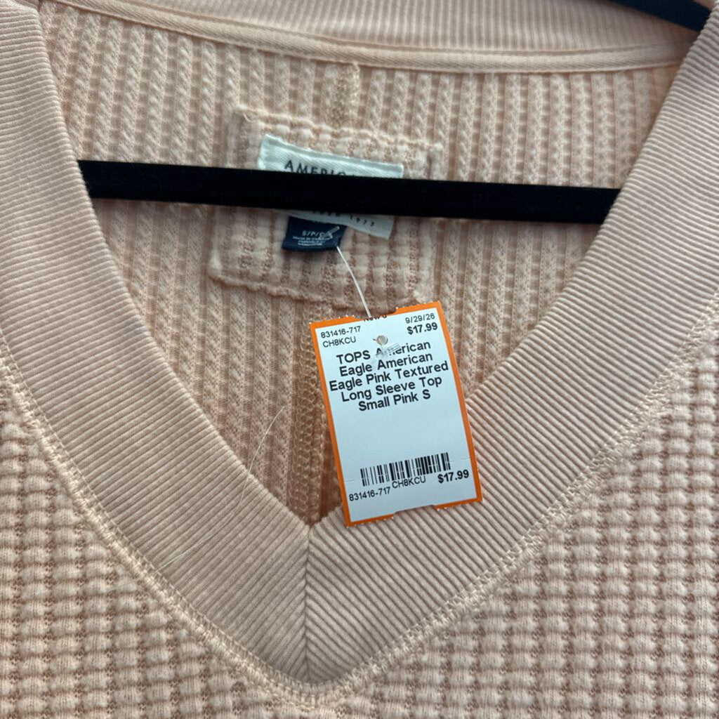 American Eagle Pink Textured Long Sleeve Top Small