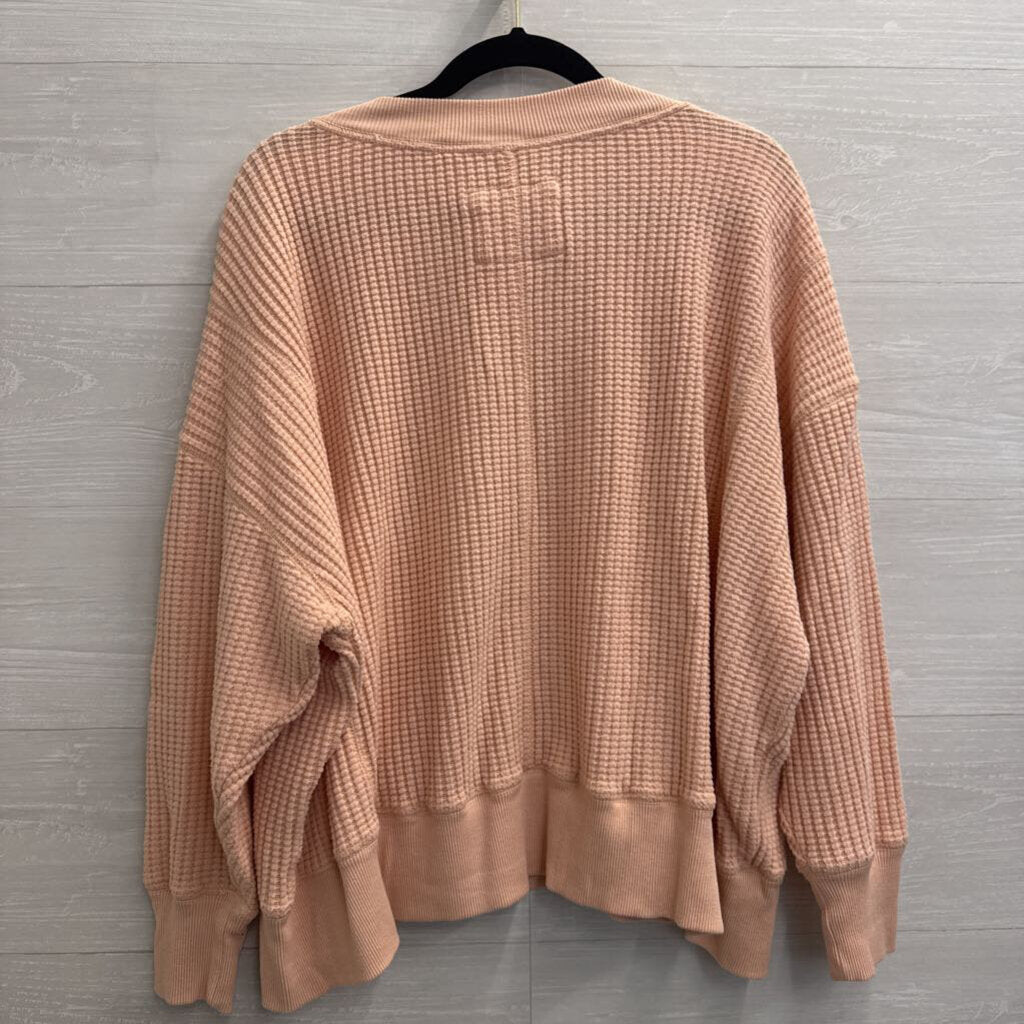 American Eagle Pink Textured Long Sleeve Top Small
