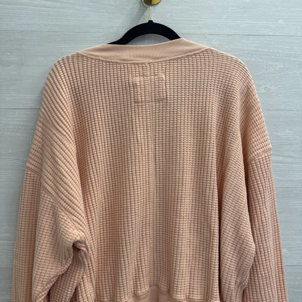 American Eagle Pink Textured Long Sleeve Top Small