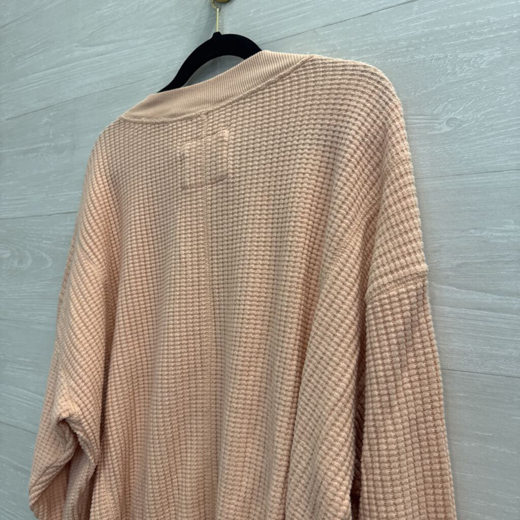 American Eagle Pink Textured Long Sleeve Top Small