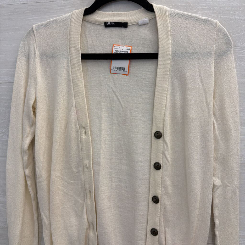 BDG White Lightweight Cardigan Sweater Small