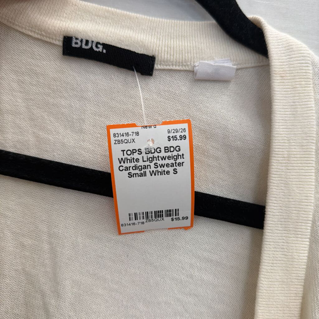 BDG White Lightweight Cardigan Sweater Small