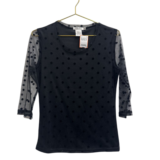 Adore Black Polka Dot Long Sleeve Top Medium