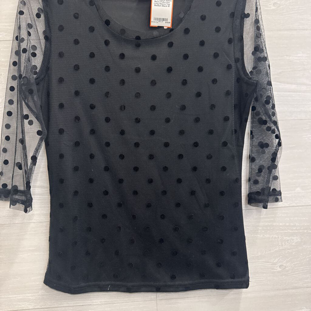 Adore Black Polka Dot Long Sleeve Top Medium