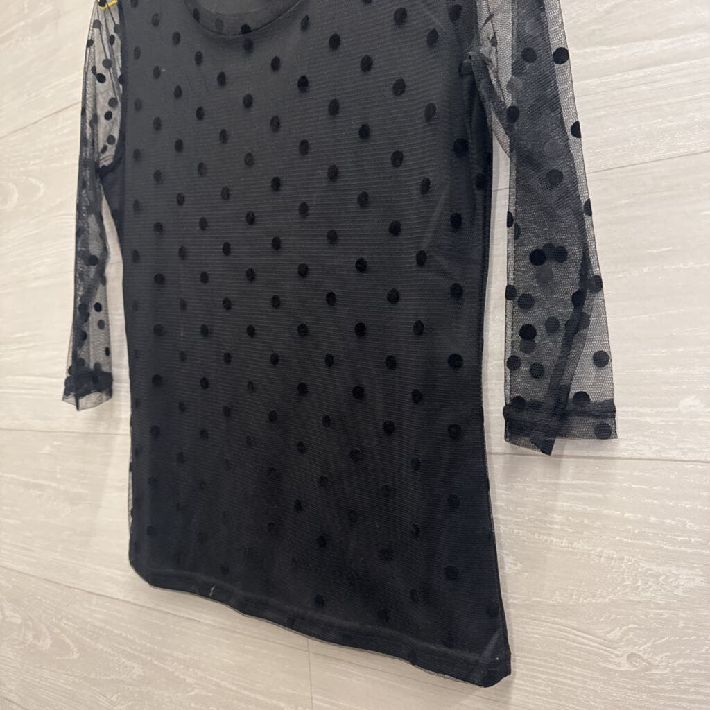 Adore Black Polka Dot Long Sleeve Top Medium