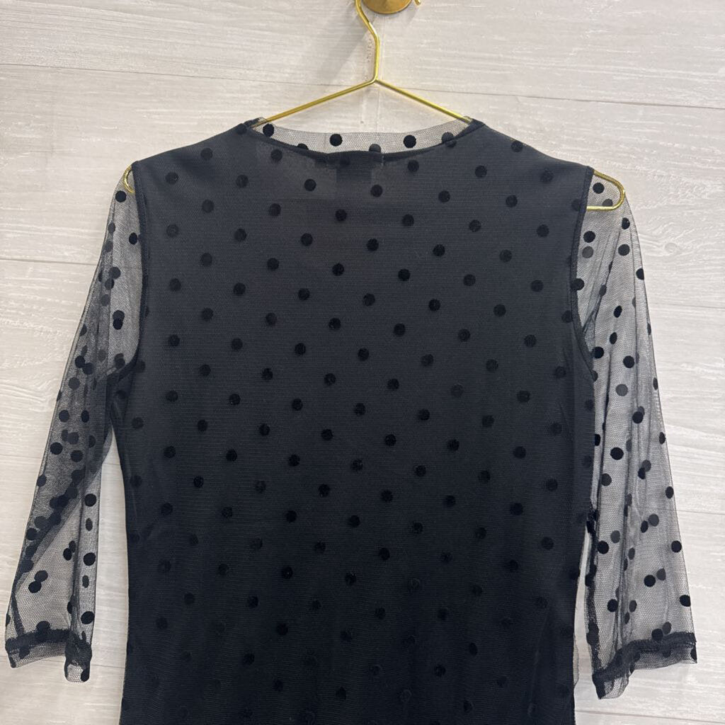 Adore Black Polka Dot Long Sleeve Top Medium