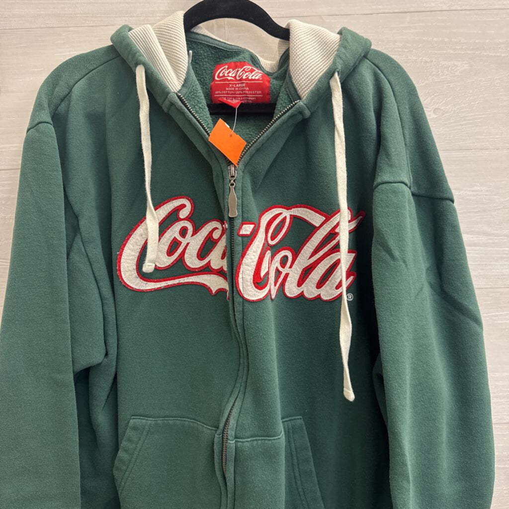 Coca Cola Green Zip Up Hoodie Extra Large