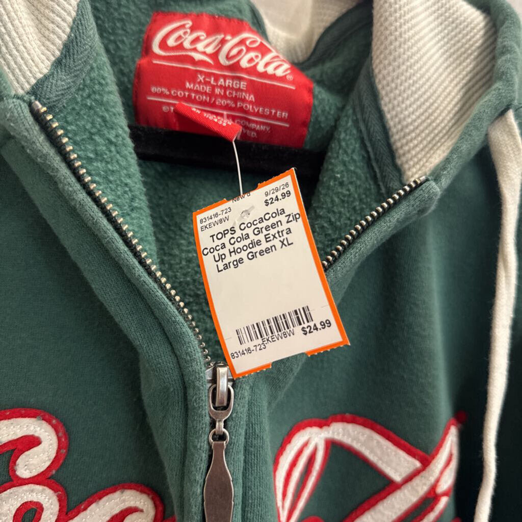 Coca Cola Green Zip Up Hoodie Extra Large