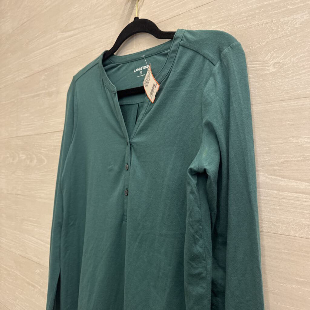Lands End Green Long Sleeve Henley Top Extra Small