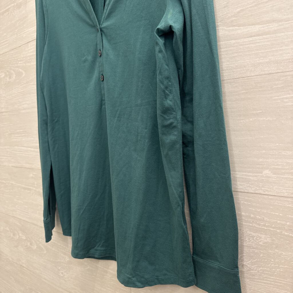 Lands End Green Long Sleeve Henley Top Extra Small