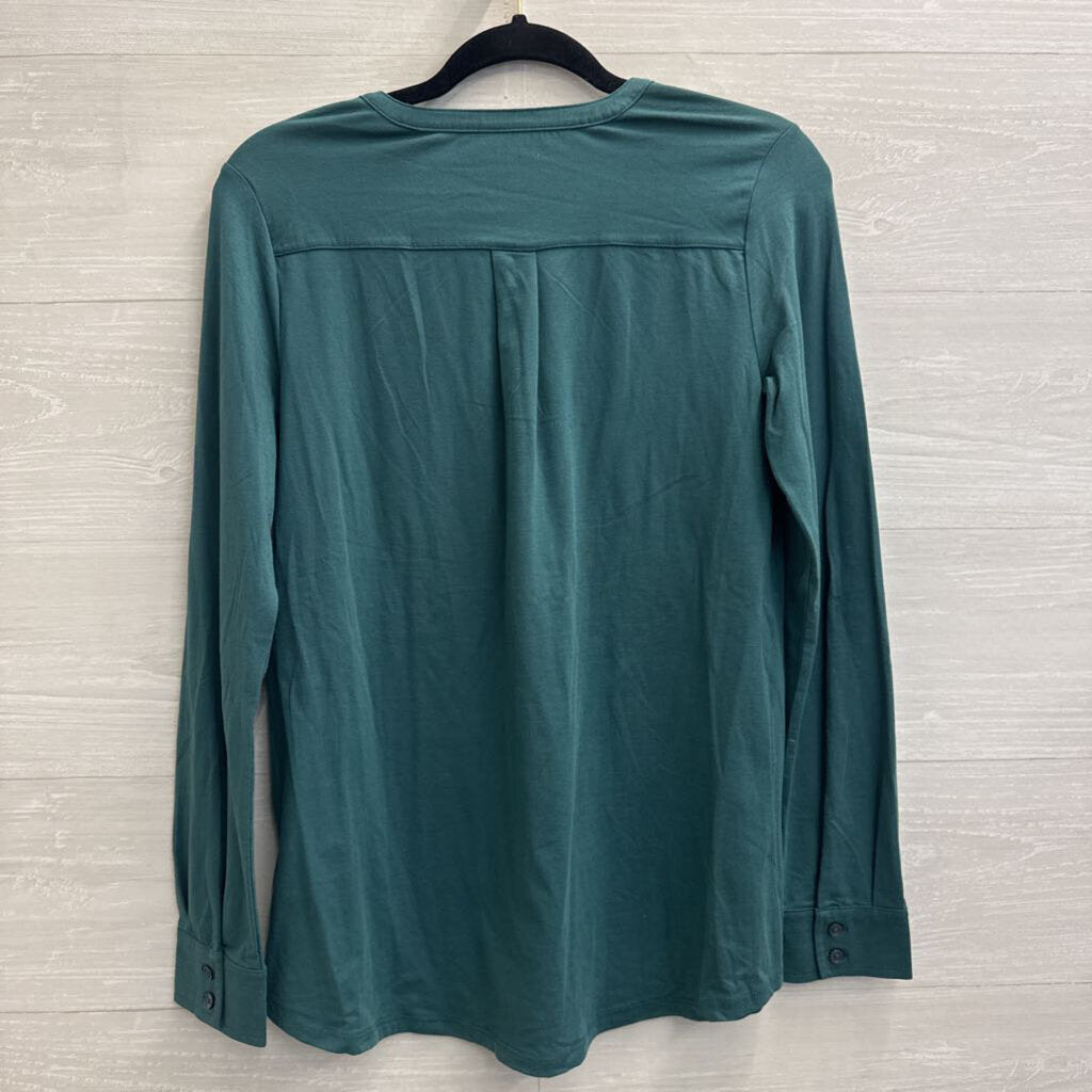 Lands End Green Long Sleeve Henley Top Extra Small