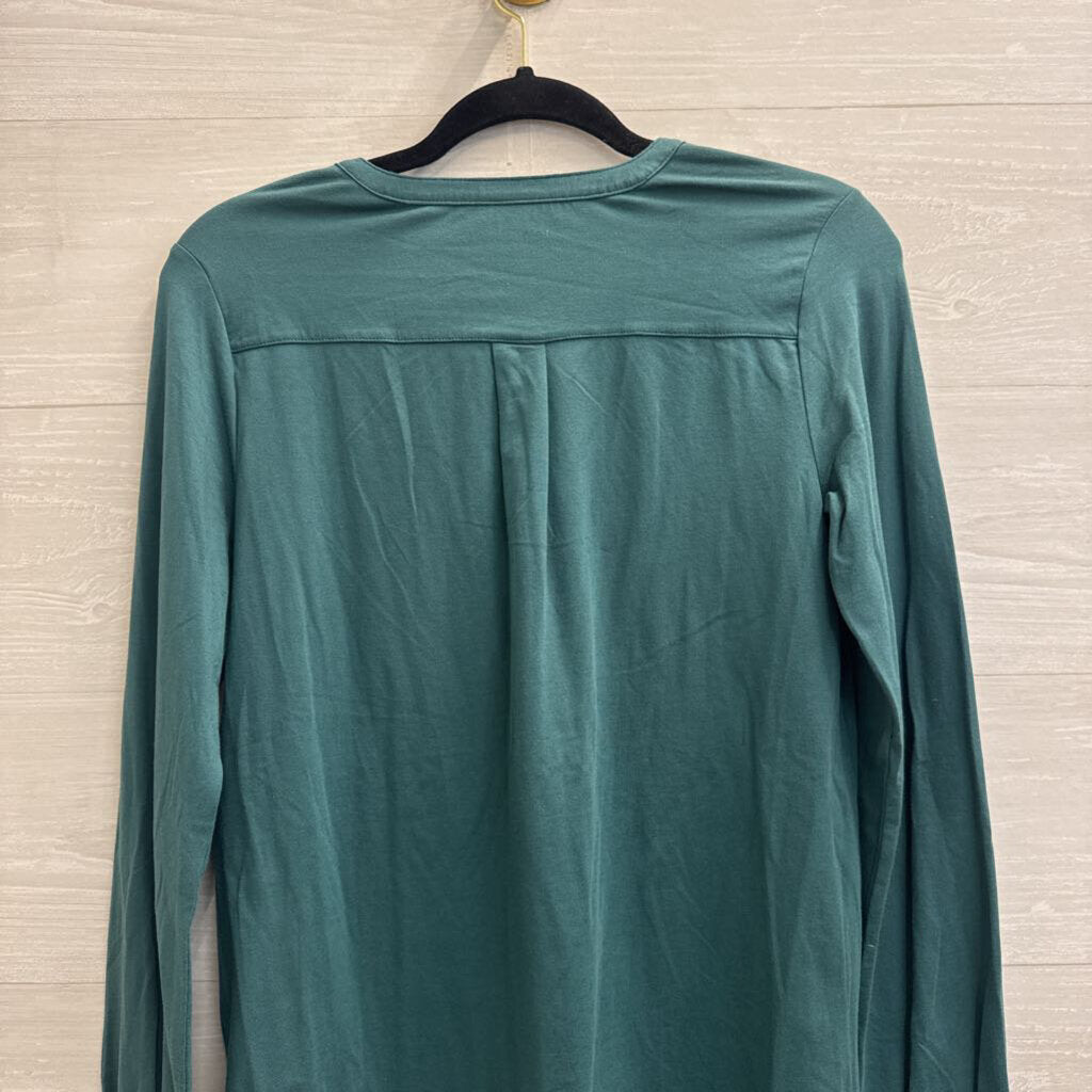 Lands End Green Long Sleeve Henley Top Extra Small