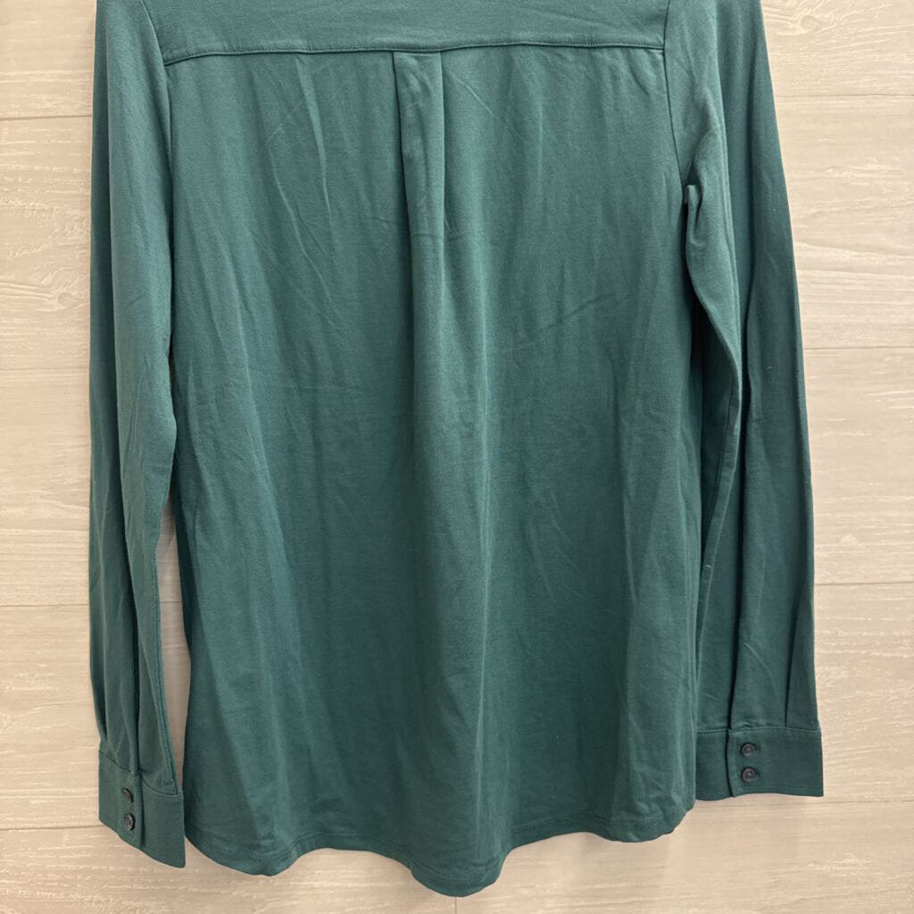 Lands End Green Long Sleeve Henley Top Extra Small