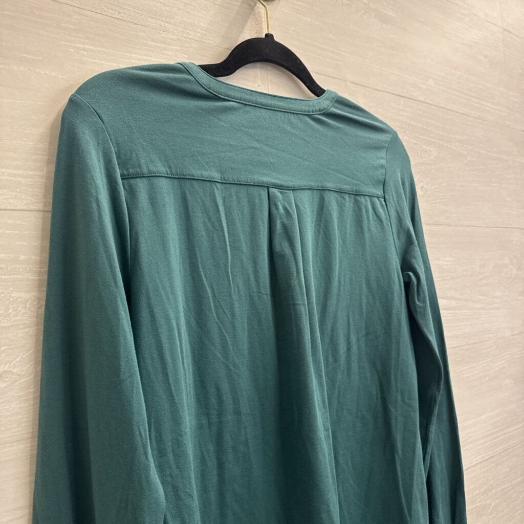 Lands End Green Long Sleeve Henley Top Extra Small