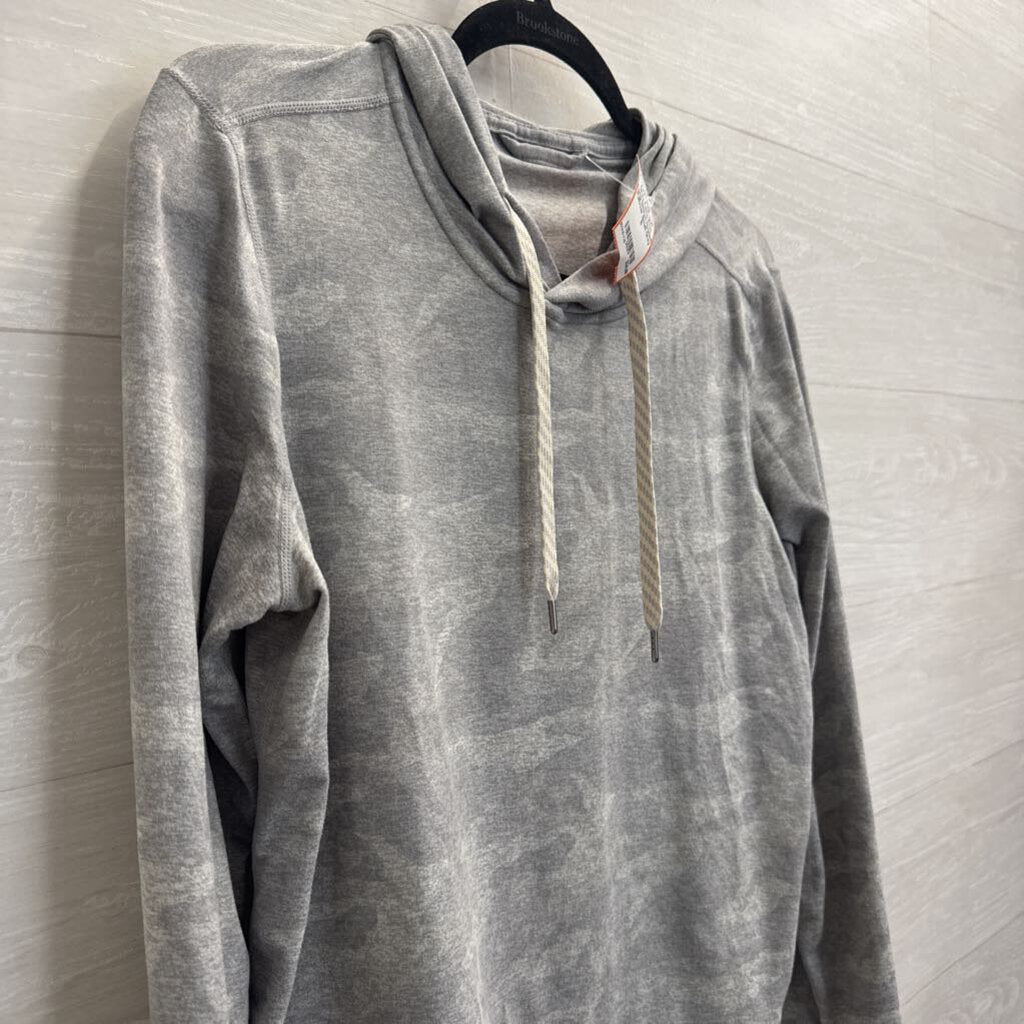 Vuori Soft Grey Camo Print Long Sleeve Hooded Pullover Small
