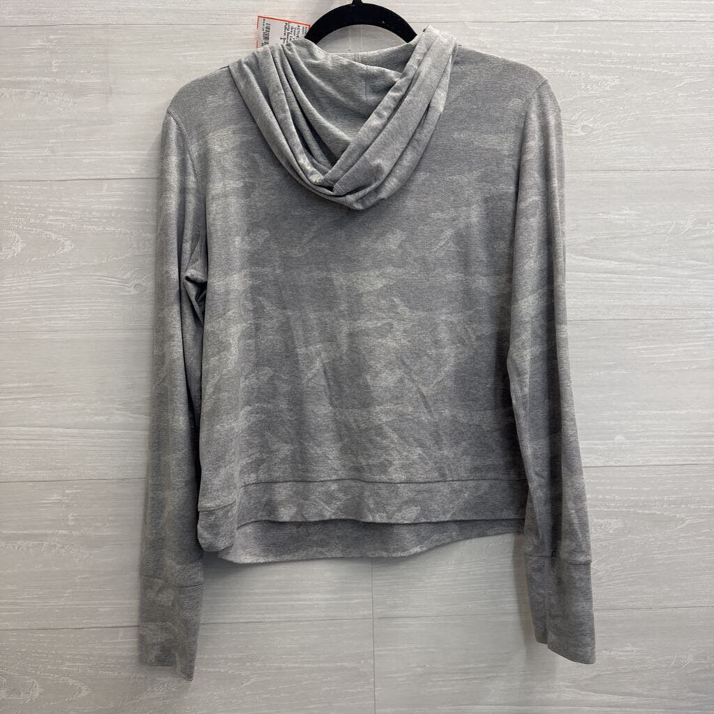 Vuori Soft Grey Camo Print Long Sleeve Hooded Pullover Small