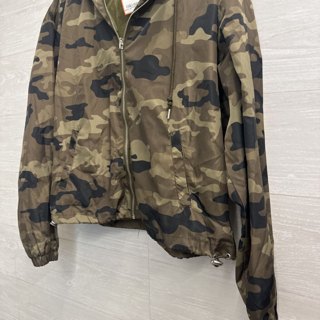 Ashley Green Camo Hooded Zip Up Lightweight Jacket Extra Large