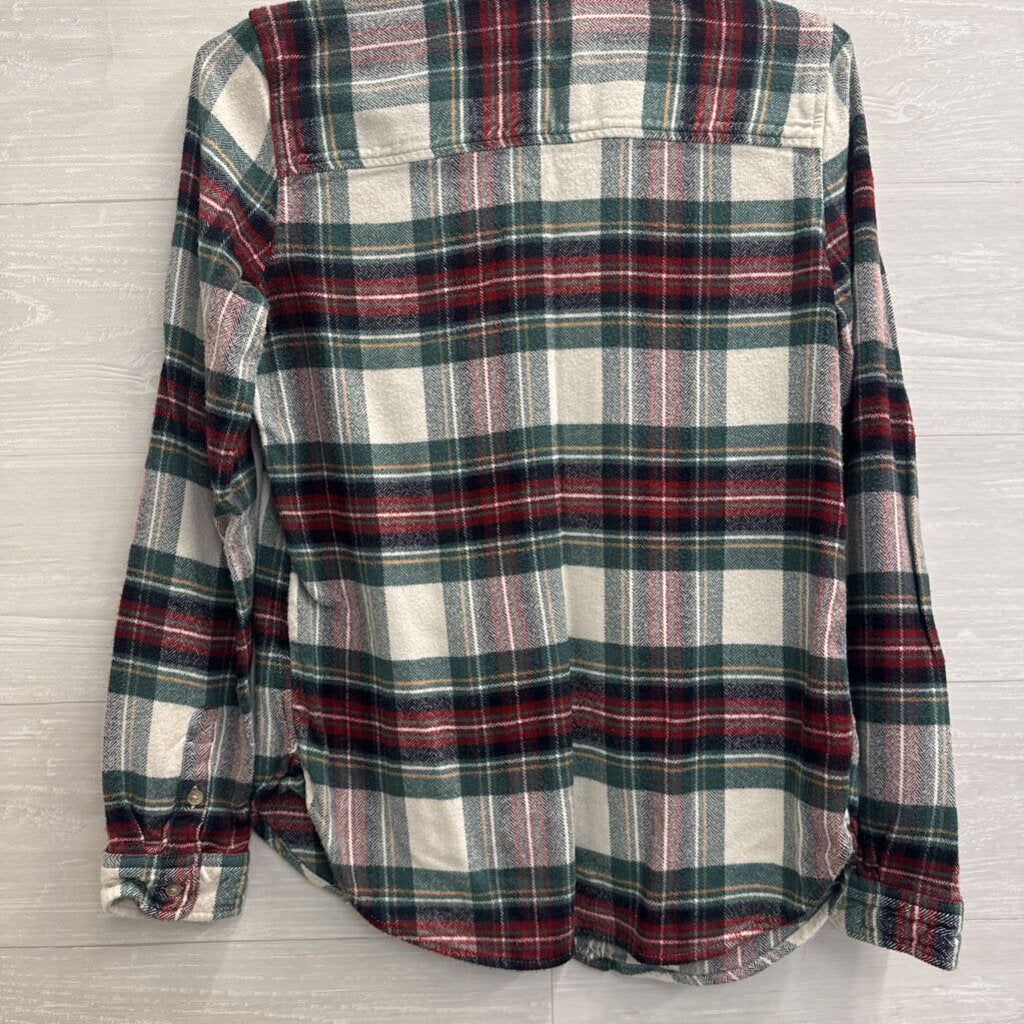 American Eagle White/ Green/ Red Plaid Long Sleeve Button Down Top Medium
