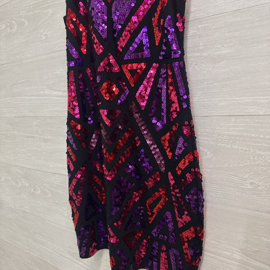 Express Black/ Pink/ Purple Sequin Print Sleeveless Dress Small