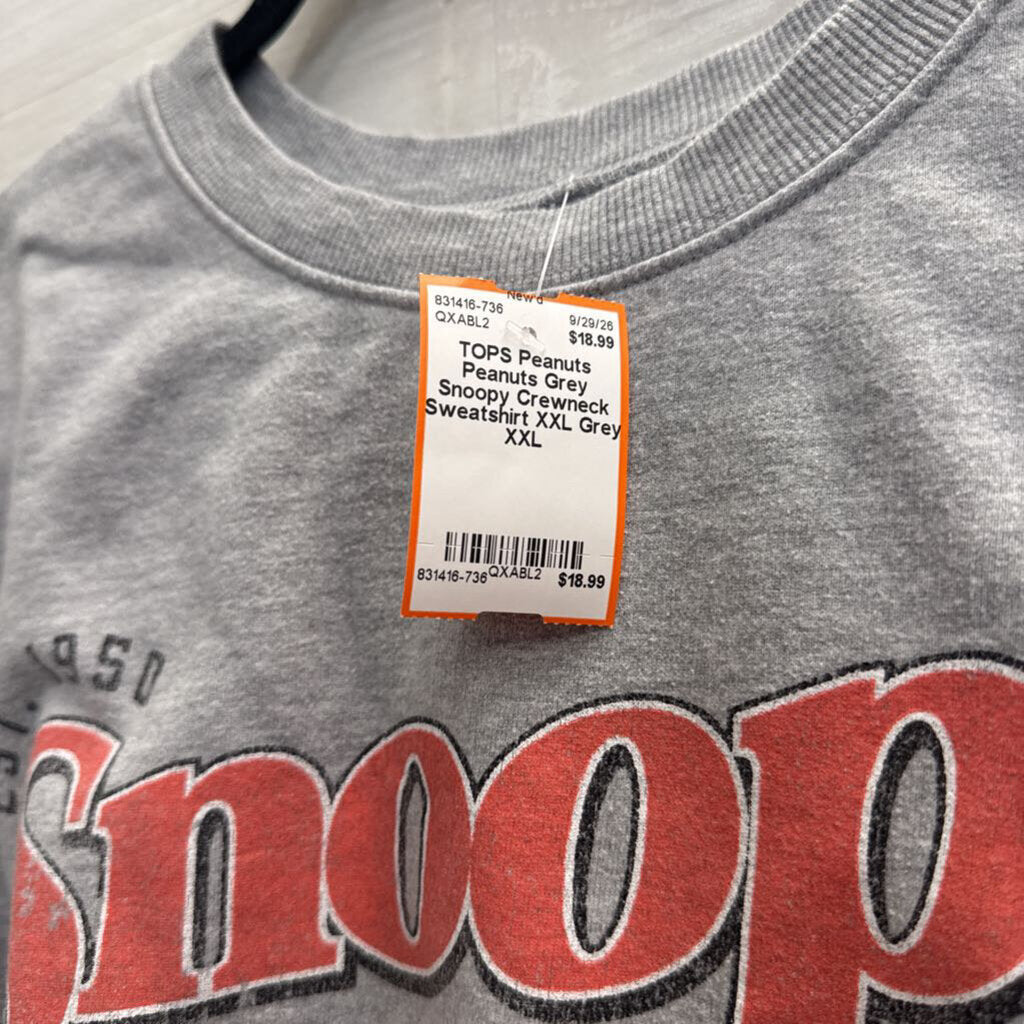 Peanuts Grey Snoopy Crewneck Sweatshirt XXL