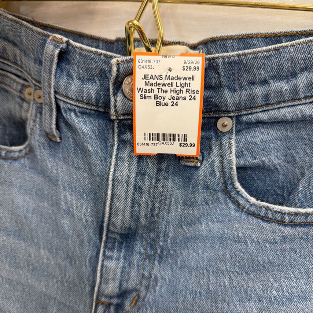 Madewell Light Wash The High Rise Slim Boy Jeans 24