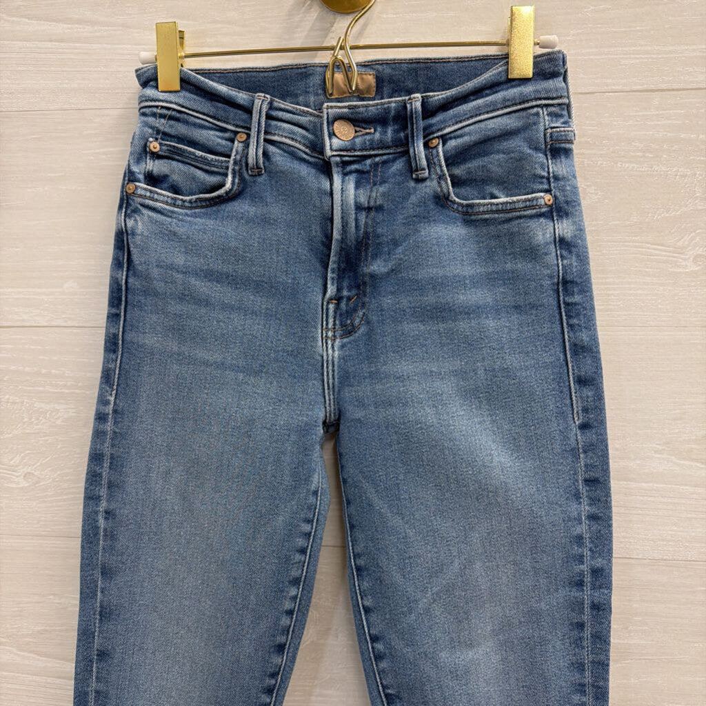 Mother Light Wash The Rascal Ankle Fray Jeans 25