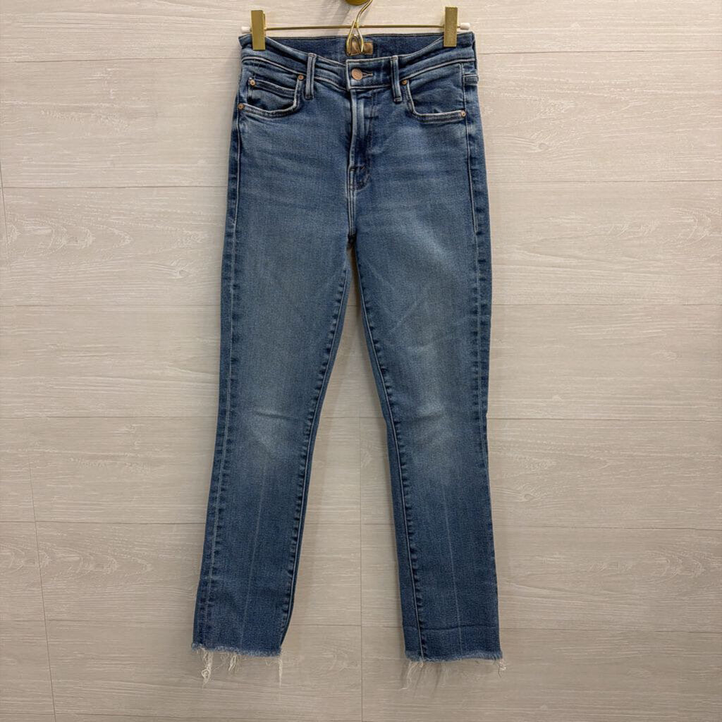 Mother Light Wash The Rascal Ankle Fray Jeans 25