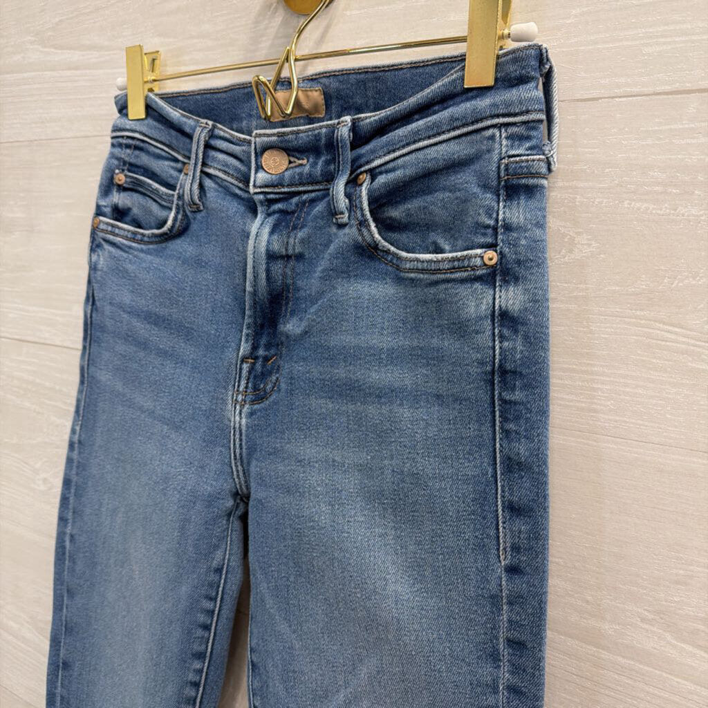Mother Light Wash The Rascal Ankle Fray Jeans 25