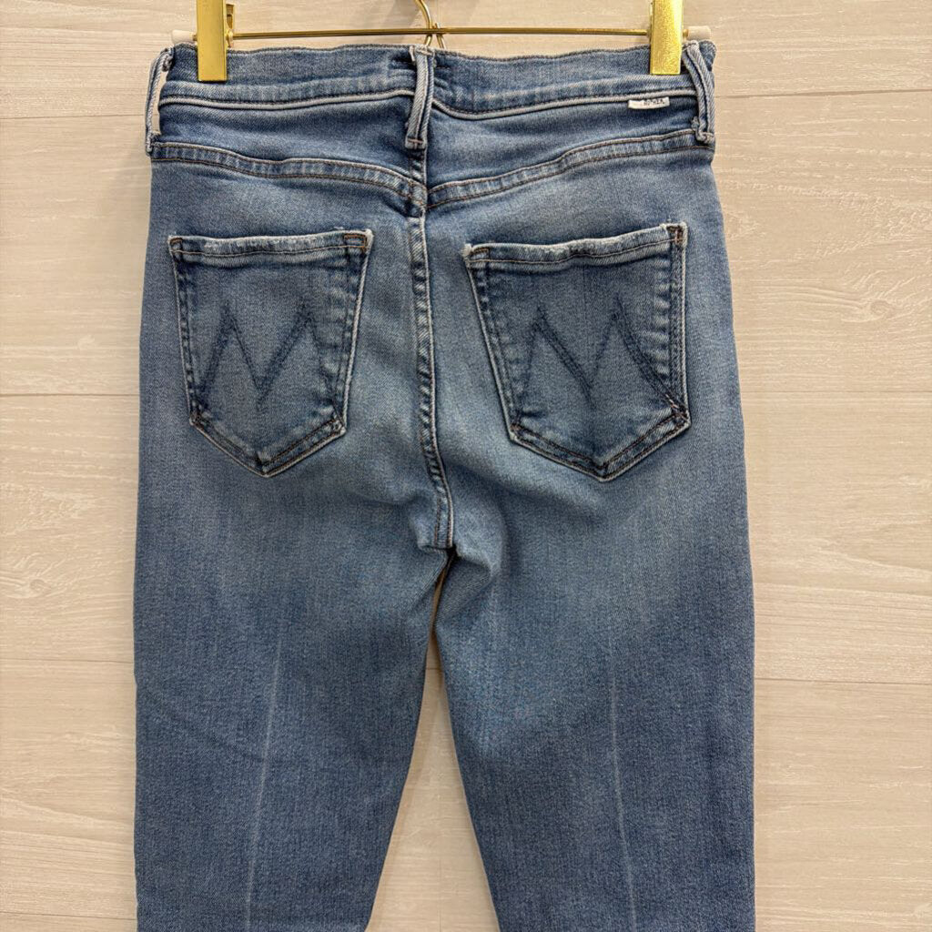 Mother Light Wash The Rascal Ankle Fray Jeans 25