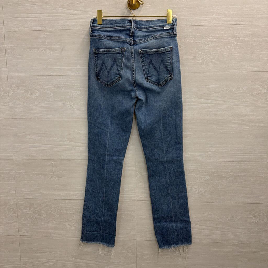 Mother Light Wash The Rascal Ankle Fray Jeans 25