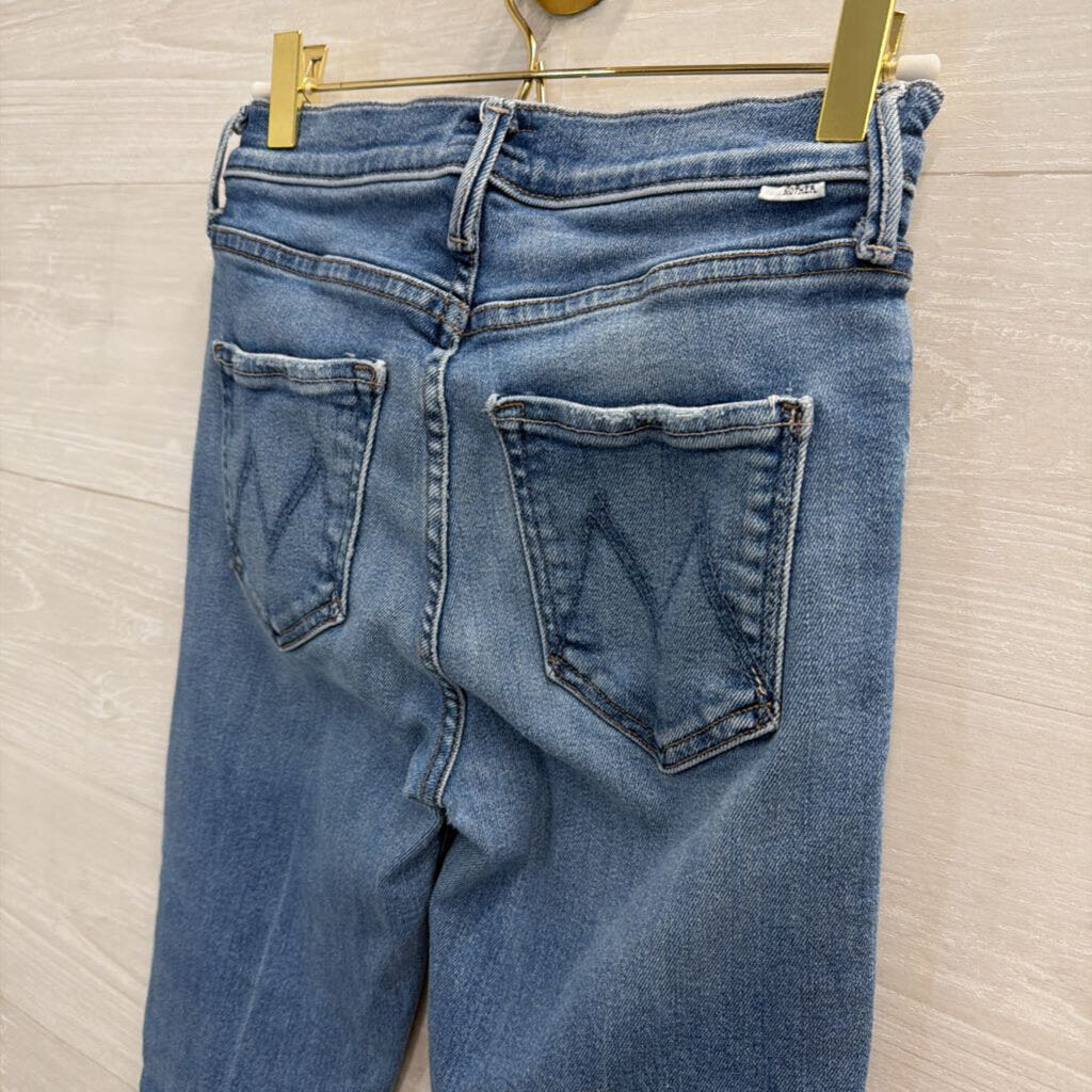 Mother Light Wash The Rascal Ankle Fray Jeans 25