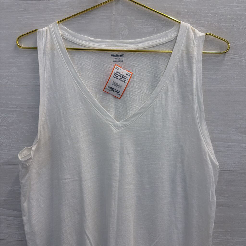 Madewell White V Neck Tank Top Medium