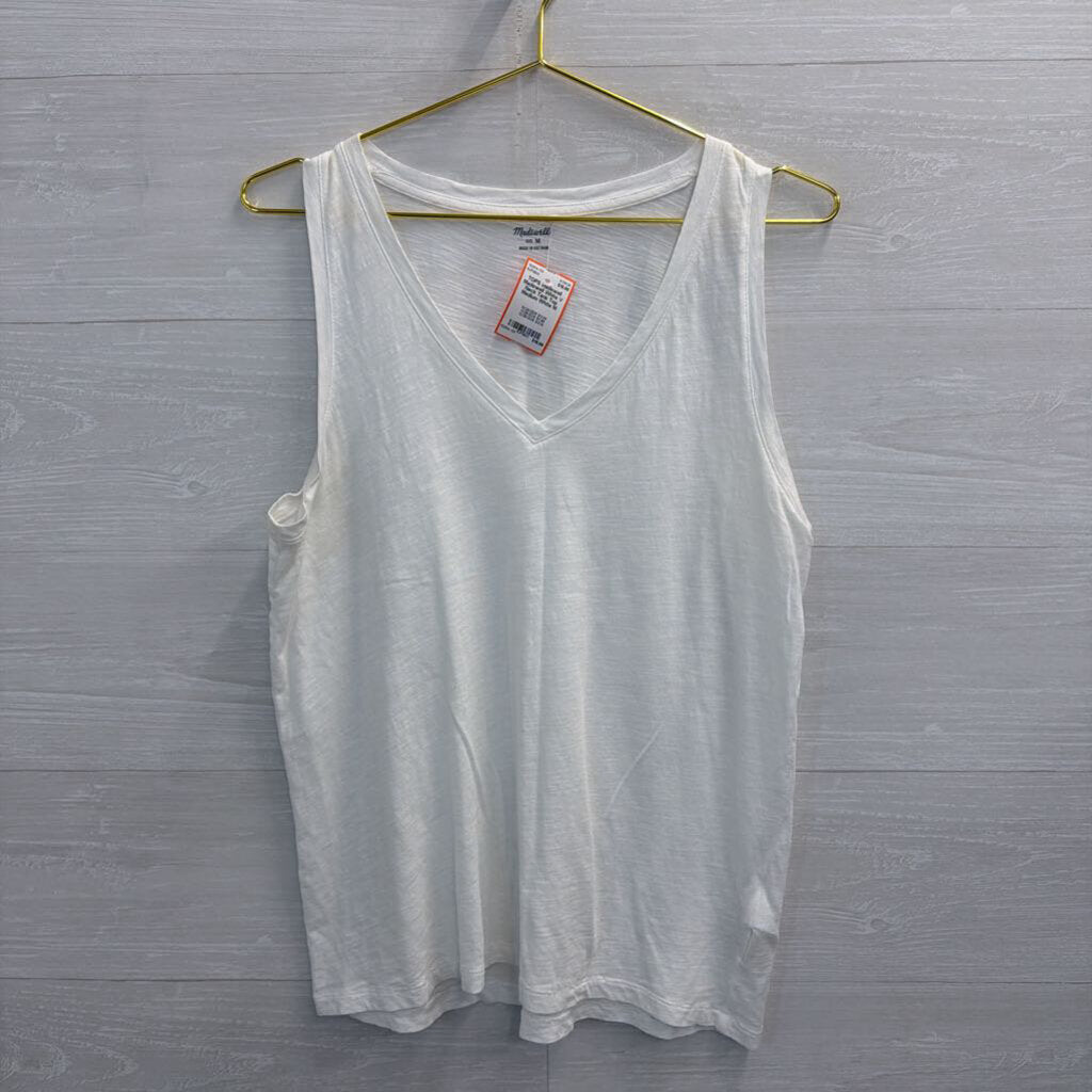 Madewell White V Neck Tank Top Medium