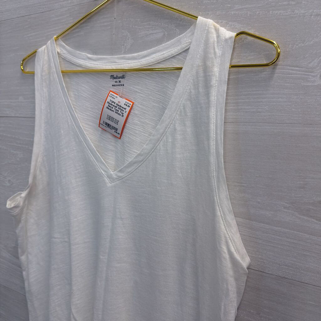 Madewell White V Neck Tank Top Medium
