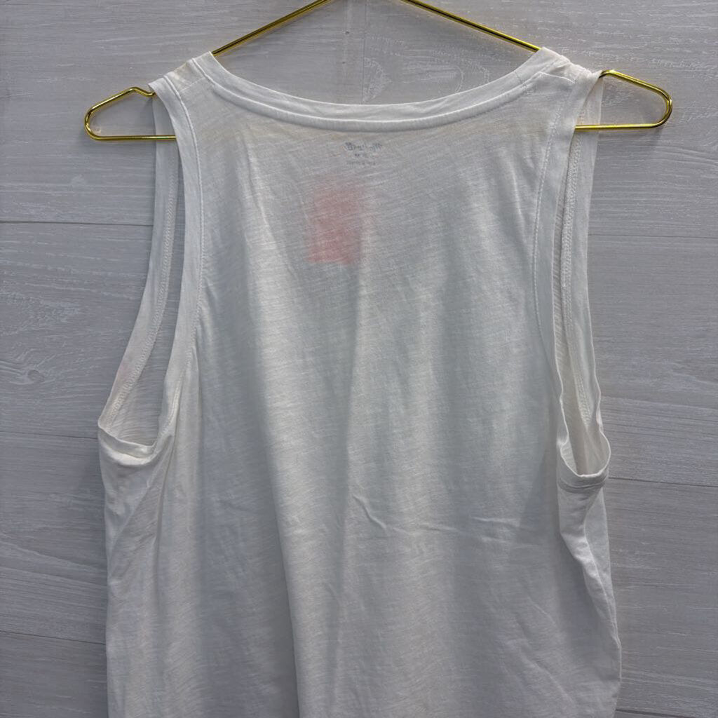 Madewell White V Neck Tank Top Medium