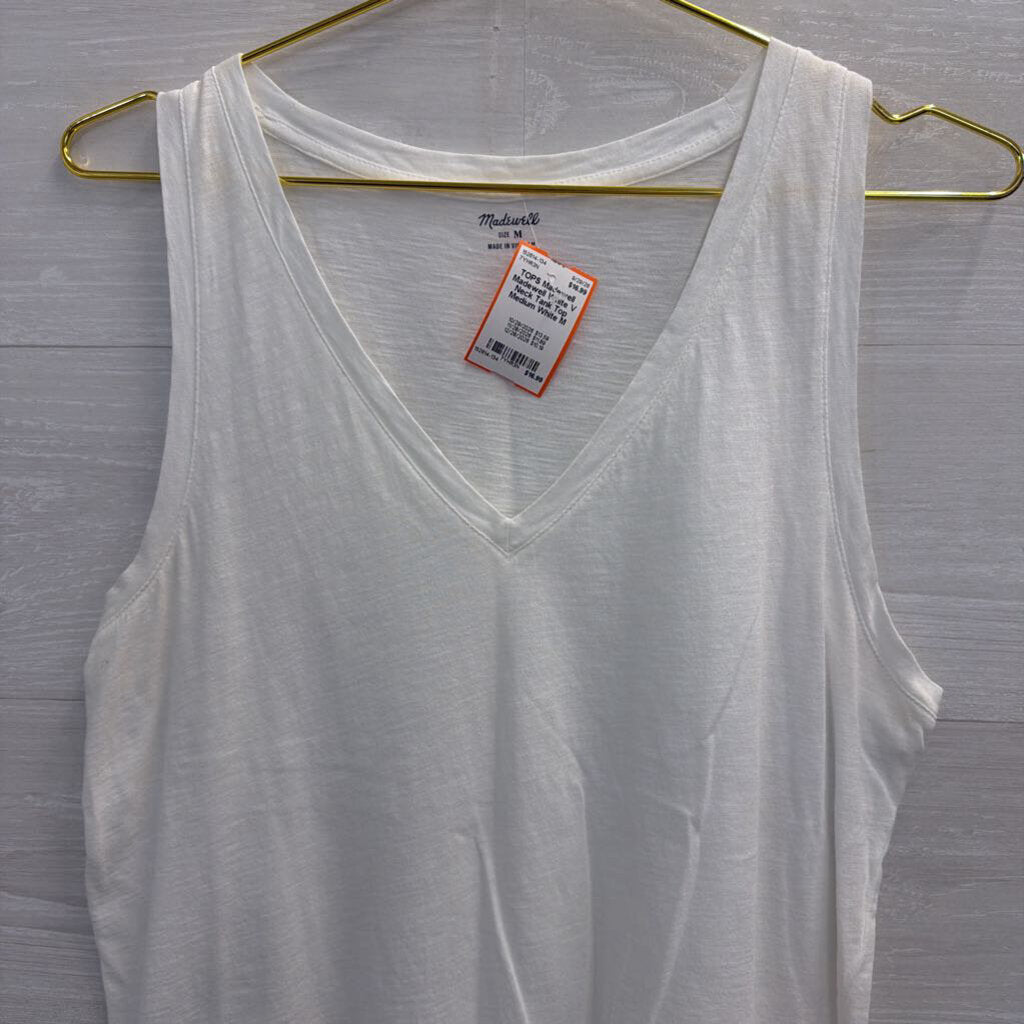 Madewell White V Neck Tank Top Medium