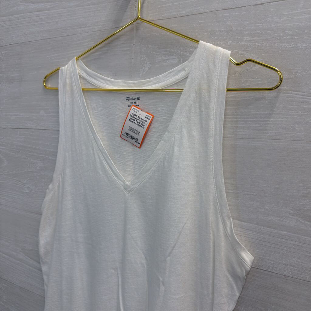 Madewell White V Neck Tank Top Medium